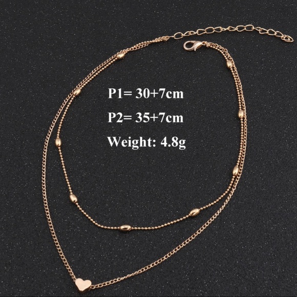 New Simple Style Double Layer Silver Gold Color Beads Love Heart Necklaces - Picture 10 of 10